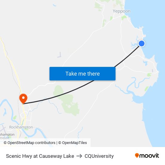 Scenic Hwy at Causeway Lake to CQUniversity map