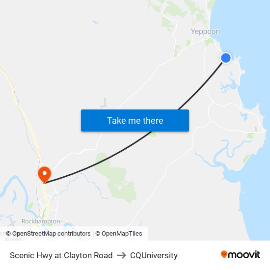 Scenic Hwy at Clayton Road to CQUniversity map