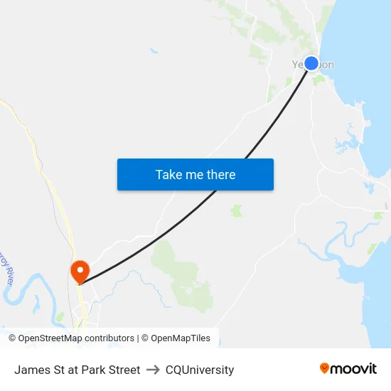 James St at Park Street to CQUniversity map