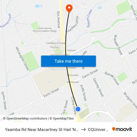 Yaamba Rd Near Macartney St Hail 'N' Ride to CQUniversity map