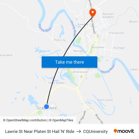 Lawrie St Near Platen St Hail 'N' Ride to CQUniversity map