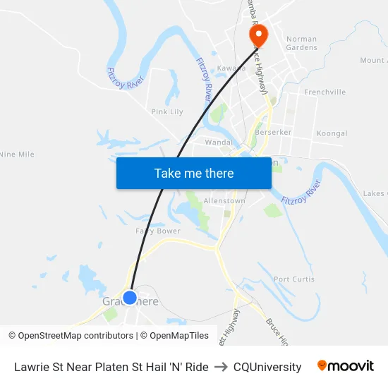 Lawrie St Near Platen St Hail 'N' Ride to CQUniversity map