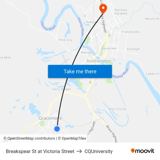 Breakspear St at Victoria Street to CQUniversity map