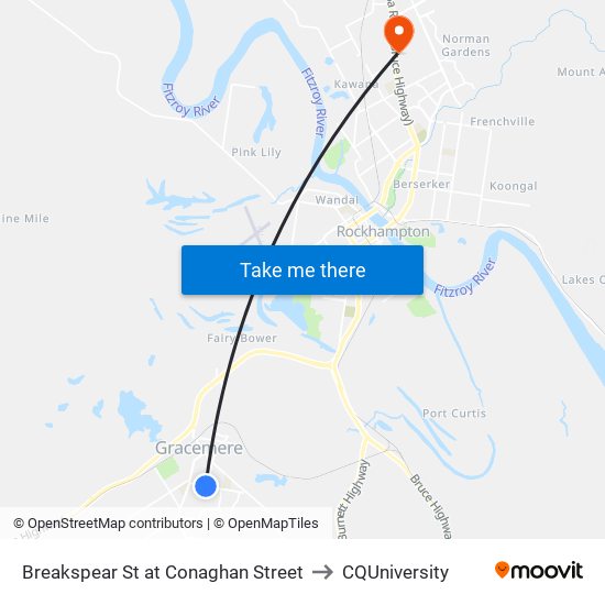 Breakspear St at Conaghan Street to CQUniversity map