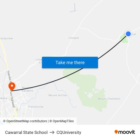 Cawarral State School to CQUniversity map