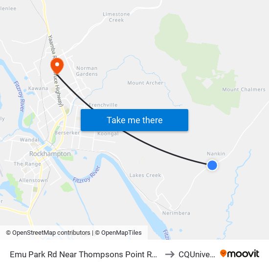 Emu Park Rd Near Thompsons Point Rd Hail 'N' Ride to CQUniversity map