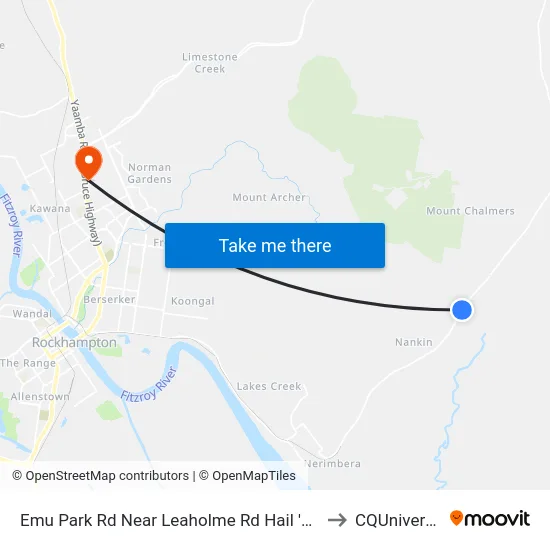 Emu Park Rd Near Leaholme Rd Hail 'N' Ride to CQUniversity map