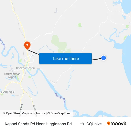 Keppel Sands Rd Near Higginsons Rd Hail 'N' Ride to CQUniversity map