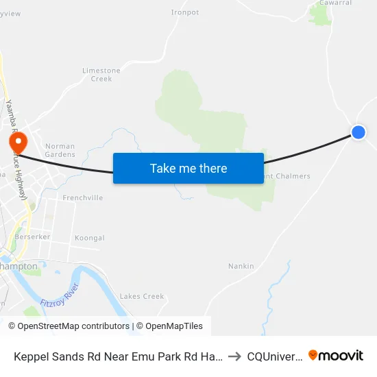 Keppel Sands Rd Near Emu Park Rd Hail 'N' Ride to CQUniversity map