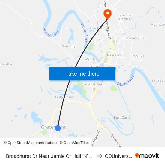 Broadhurst Dr Near Jamie Cr Hail 'N' Ride to CQUniversity map