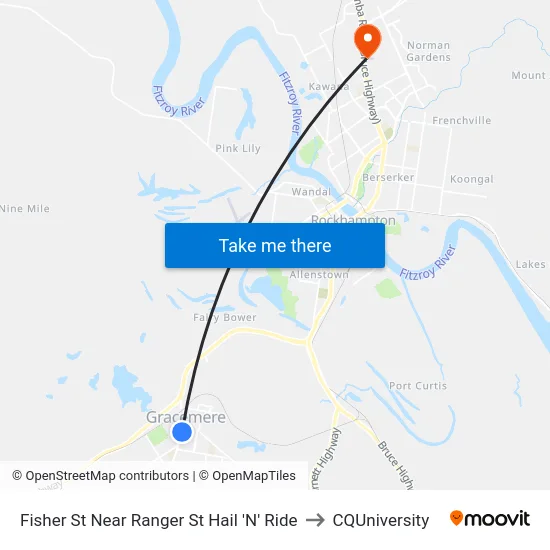 Fisher St Near Ranger St Hail 'N' Ride to CQUniversity map