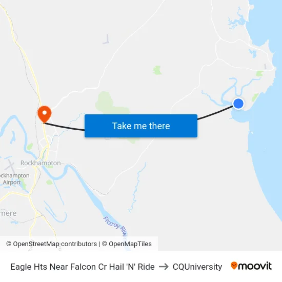 Eagle Hts Near Falcon Cr Hail 'N' Ride to CQUniversity map