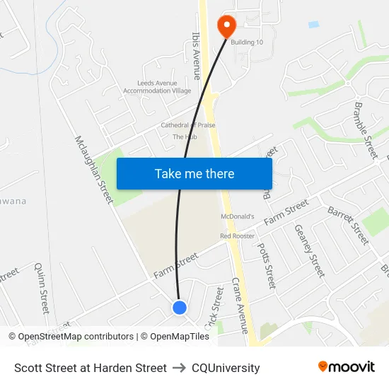 Scott Street at Harden Street to CQUniversity map