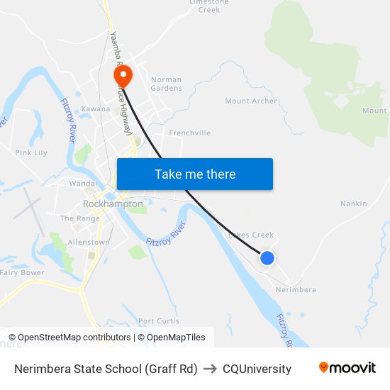 Nerimbera State School (Graff Rd) to CQUniversity map