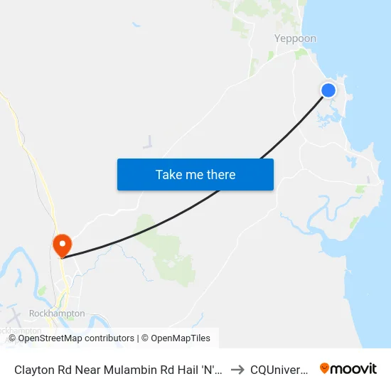 Clayton Rd Near Mulambin Rd Hail 'N' Ride to CQUniversity map