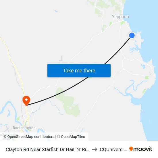 Clayton Rd Near Starfish Dr Hail 'N' Ride to CQUniversity map