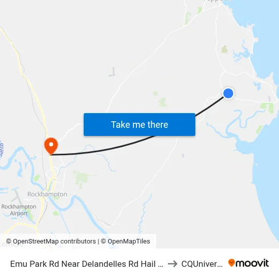 Emu Park Rd Near Delandelles Rd Hail 'N' Ride to CQUniversity map