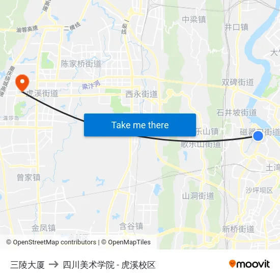 三陵大厦 to 四川美术学院 - 虎溪校区 map
