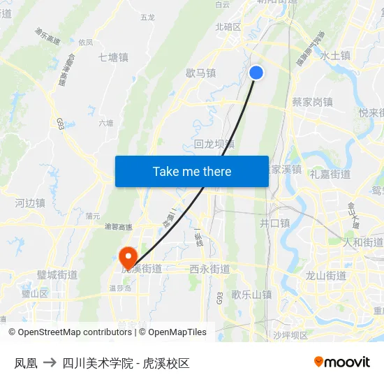 凤凰 to 四川美术学院 - 虎溪校区 map