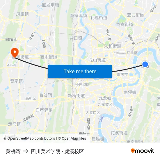 黄桷湾 to 四川美术学院 - 虎溪校区 map