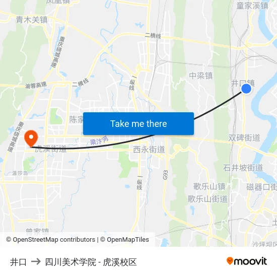 井口 to 四川美术学院 - 虎溪校区 map