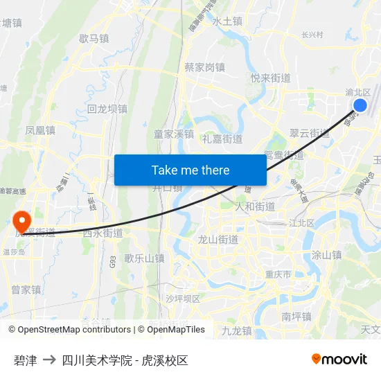 碧津 to 四川美术学院 - 虎溪校区 map