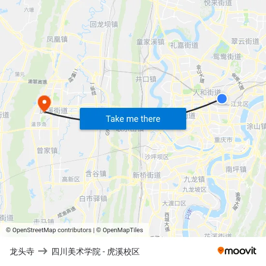 龙头寺 to 四川美术学院 - 虎溪校区 map