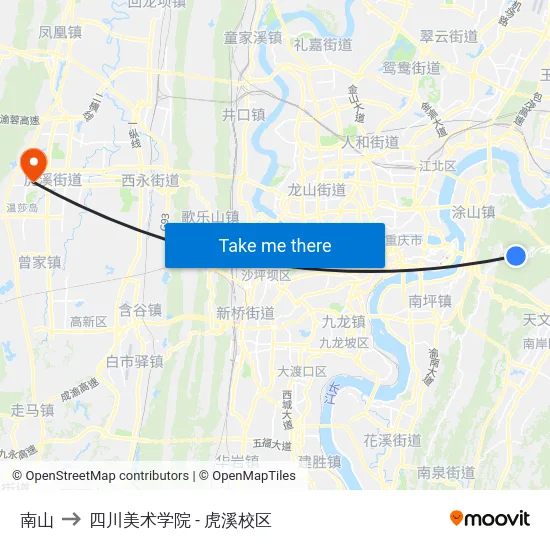 南山 to 四川美术学院 - 虎溪校区 map