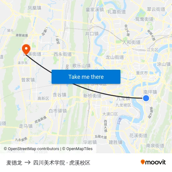 麦德龙 to 四川美术学院 - 虎溪校区 map