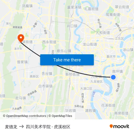 麦德龙 to 四川美术学院 - 虎溪校区 map