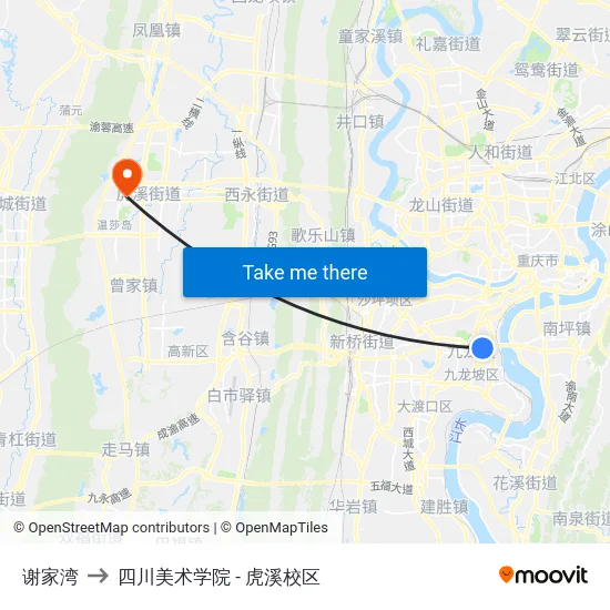 谢家湾 to 四川美术学院 - 虎溪校区 map