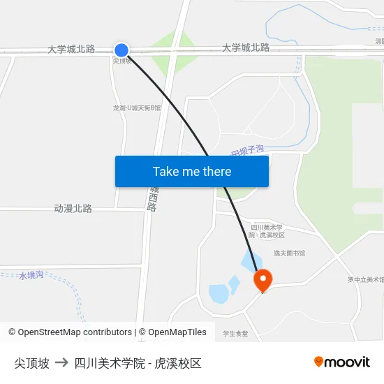 尖顶坡 to 四川美术学院 - 虎溪校区 map