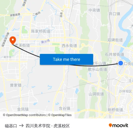 磁器口 to 四川美术学院 - 虎溪校区 map
