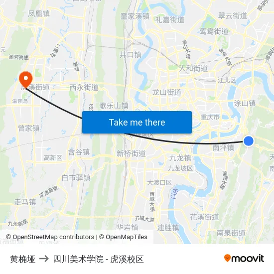 黄桷垭 to 四川美术学院 - 虎溪校区 map