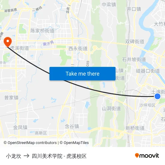 小龙坎 to 四川美术学院 - 虎溪校区 map