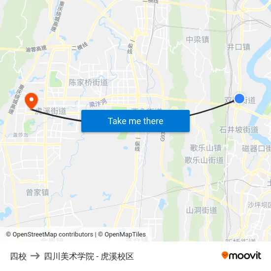 四校 to 四川美术学院 - 虎溪校区 map