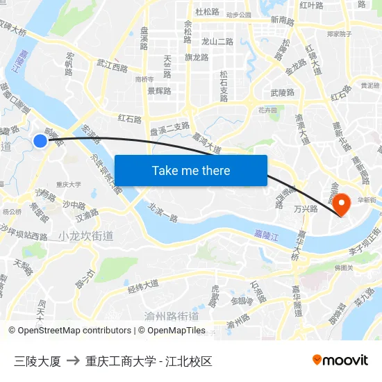 三陵大厦 to 重庆工商大学 - 江北校区 map