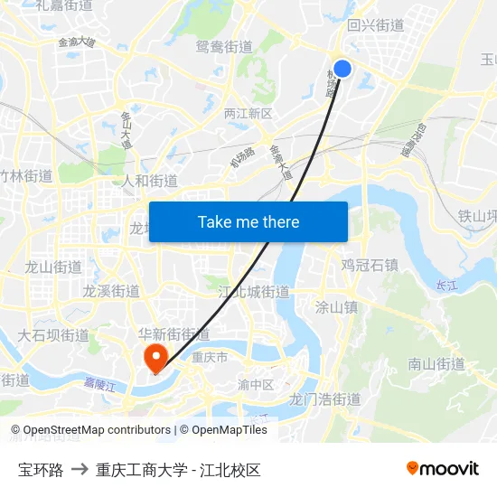 宝环路 to 重庆工商大学 - 江北校区 map