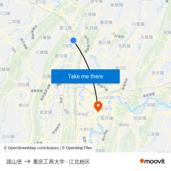 团山堡 to 重庆工商大学 - 江北校区 map