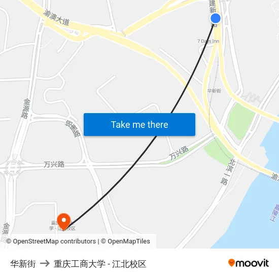 华新街 to 重庆工商大学 - 江北校区 map