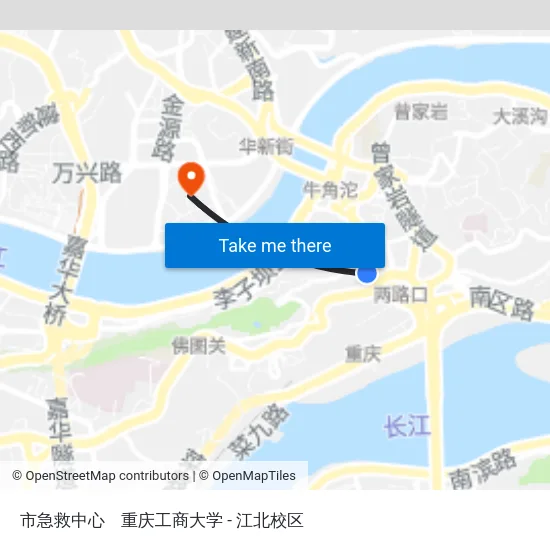 市急救中心 to 重庆工商大学 - 江北校区 map