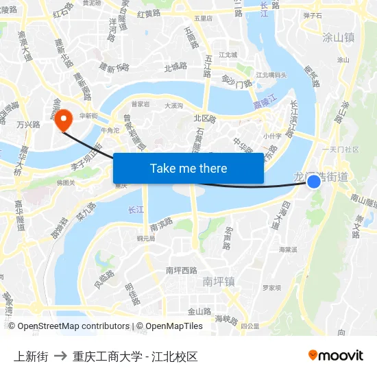 上新街 to 重庆工商大学 - 江北校区 map