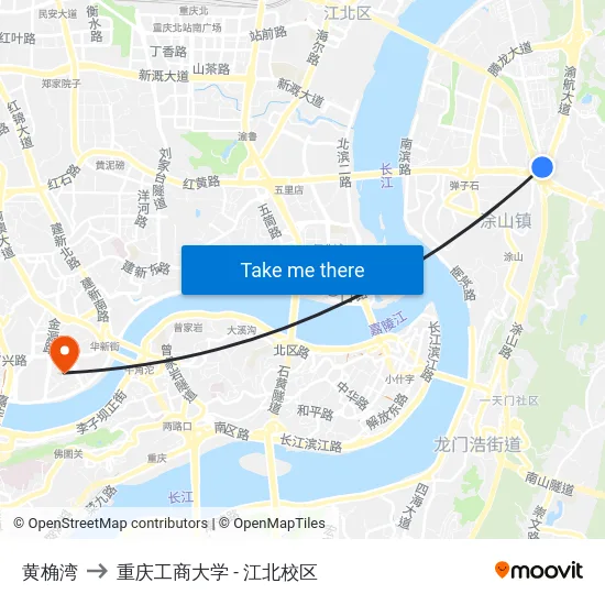黄桷湾 to 重庆工商大学 - 江北校区 map