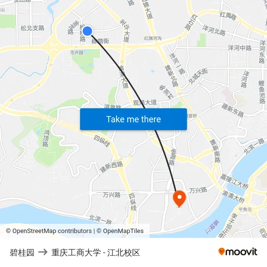 碧桂园 to 重庆工商大学 - 江北校区 map