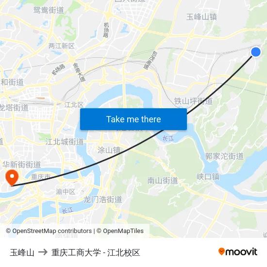 玉峰山 to 重庆工商大学 - 江北校区 map