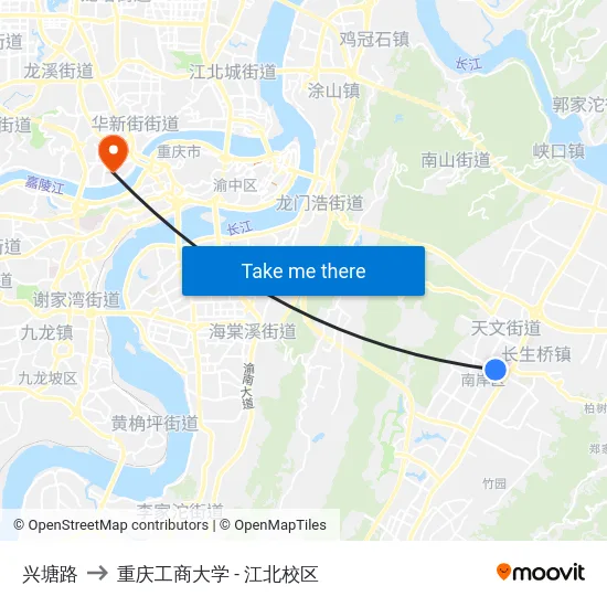 兴塘路 to 重庆工商大学 - 江北校区 map