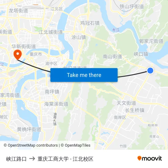 峡江路口 to 重庆工商大学 - 江北校区 map