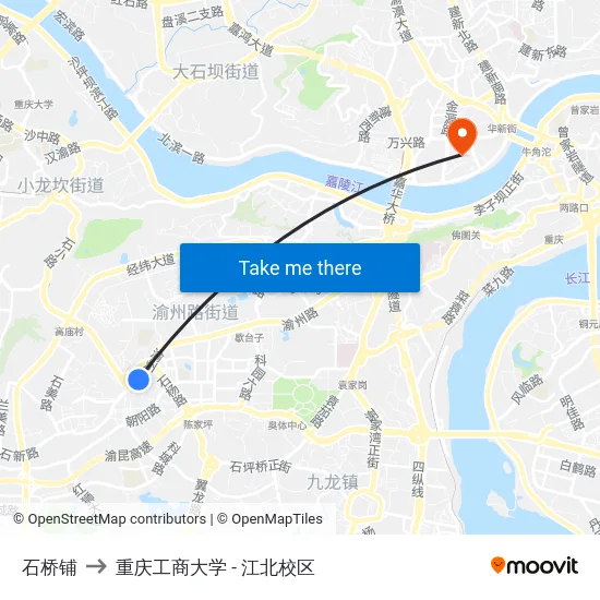 石桥铺 to 重庆工商大学 - 江北校区 map