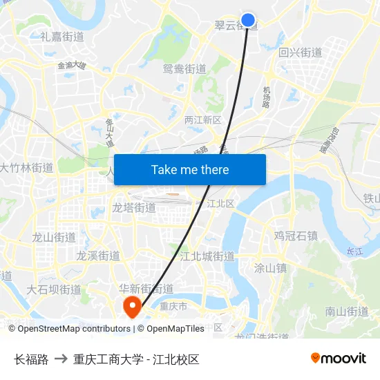 长福路 to 重庆工商大学 - 江北校区 map