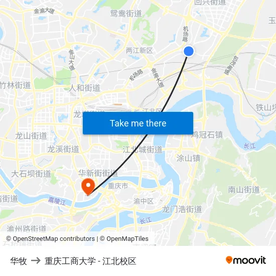 华牧 to 重庆工商大学 - 江北校区 map